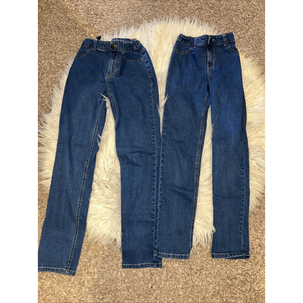 2 pairs Cat & Jack Girls Jeans 14 Slim Straight Leg Stretchy Dark Wash  Denim